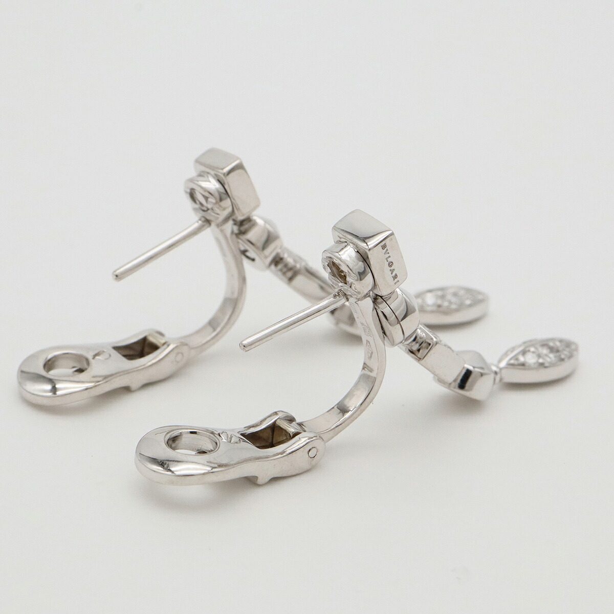 Bulgari Lucia 18K White Gold Diamond Earrings – side view