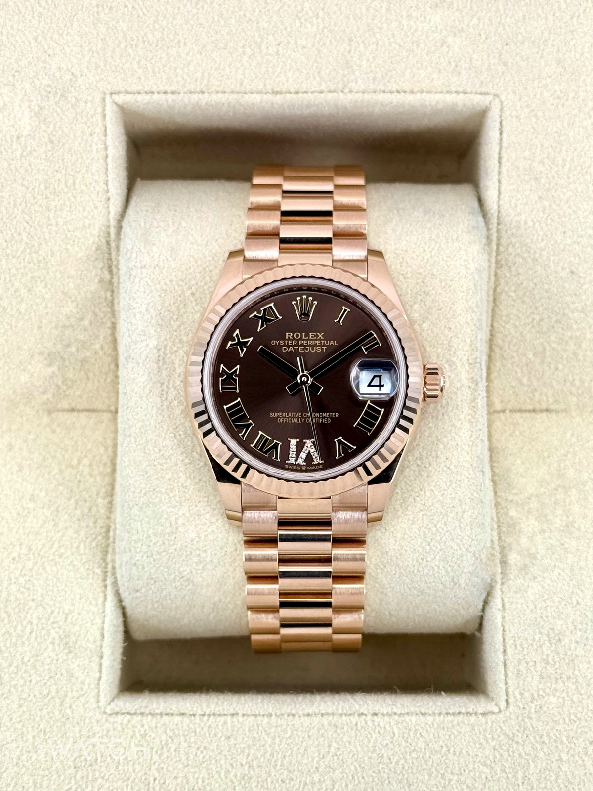 Rolex Datejust 31mm 278275 Rose Gold Chocolate Diamond Dial – front view