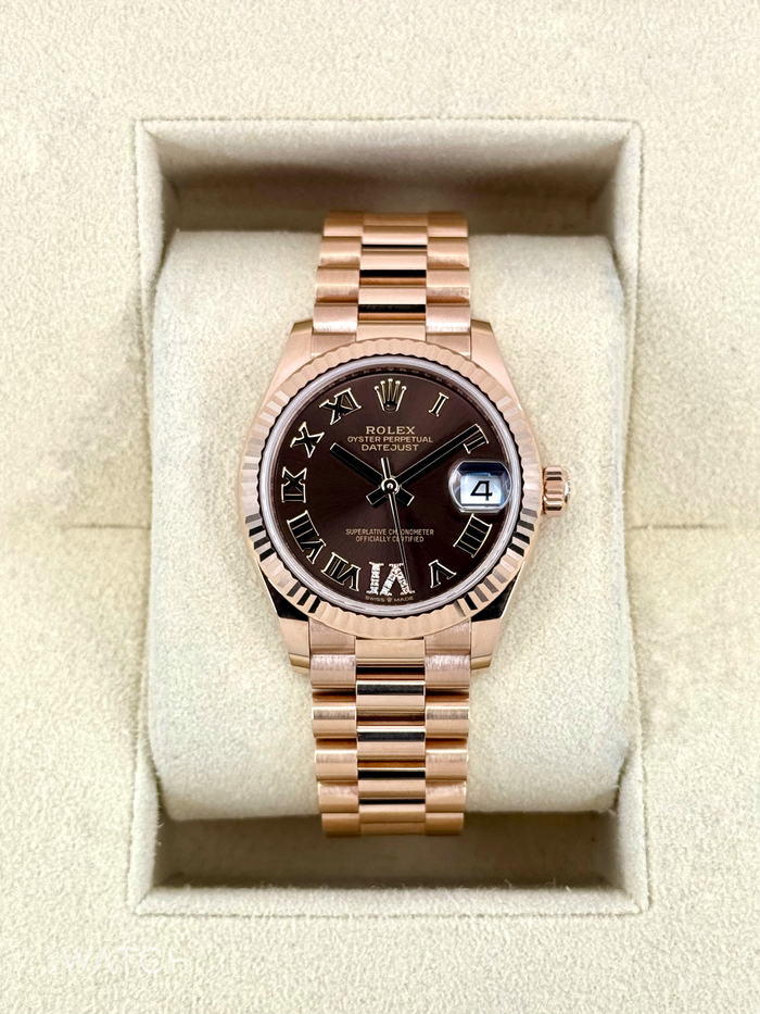 Rolex Datejust 31mm 278275 Rose Gold Chocolate Diamond Dial – front view