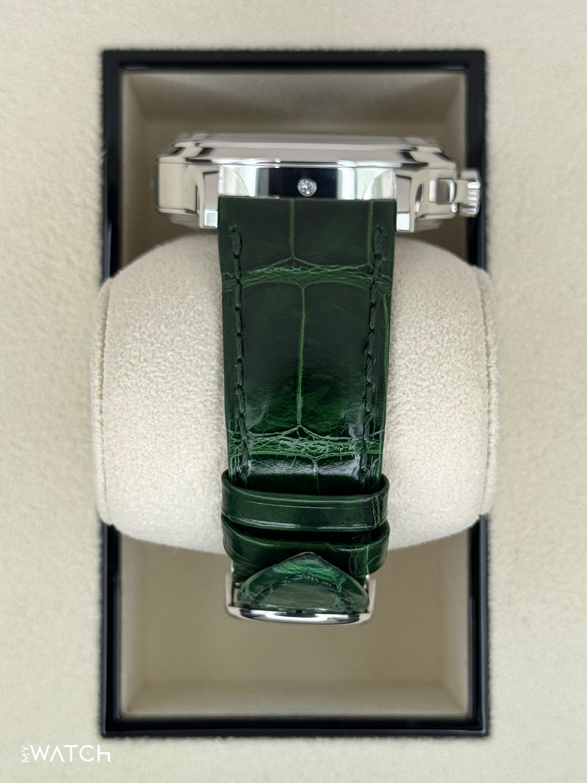 Patek Philippe 5930P World Time Flyback Chronograph Platinum Green Dial – side view