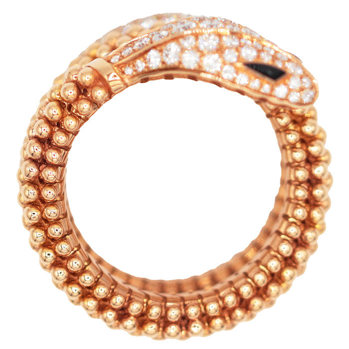 Bulgari Serpenti 18K Rose Gold Diamond Onyx Ring – image 8