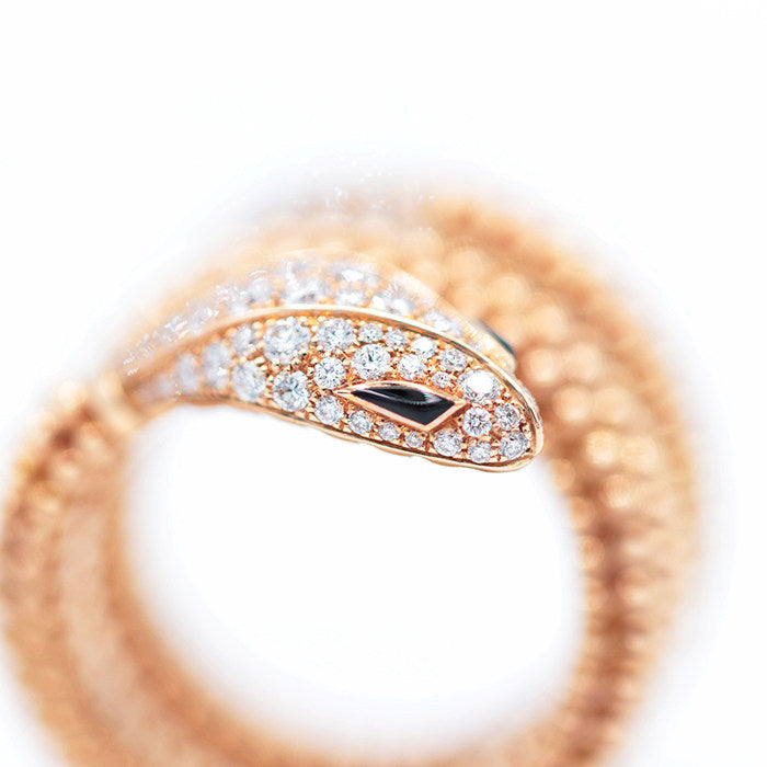 Bulgari Serpenti 18K Rose Gold Diamond Onyx Ring – image 14