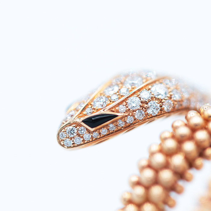 Bulgari Serpenti 18K Rose Gold Diamond Onyx Ring – image 13