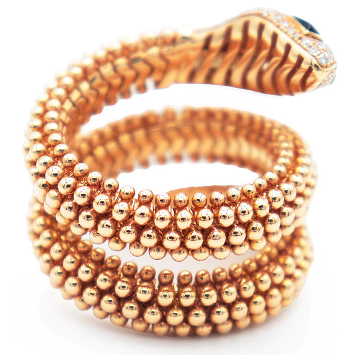 Bulgari Serpenti 18K Rose Gold Diamond Onyx Ring – alternate view