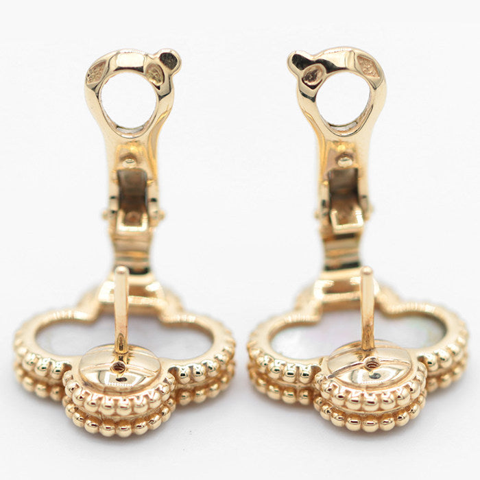 Van Cleef & Arpels Vintage Alhambra Mop 18K Yellow Gold Pearl Earrings – image 9