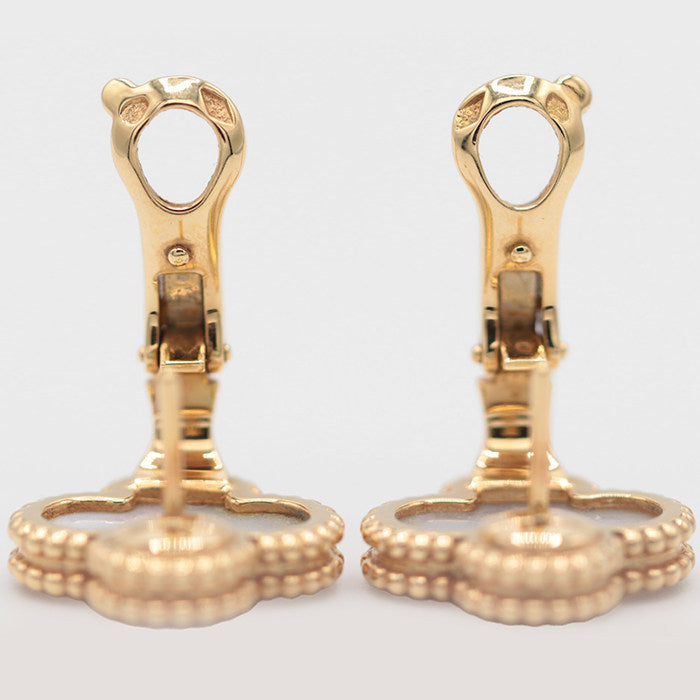 Van Cleef & Arpels Vintage Alhambra Mop 18K Yellow Gold Pearl Earrings – image 8