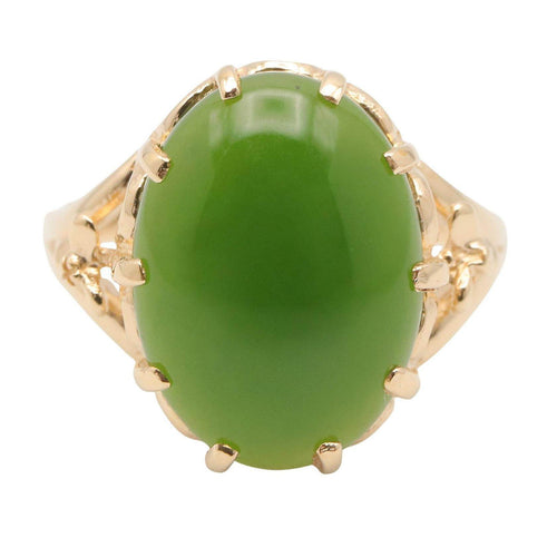 10K Yellow Gold Jade Ring – side view