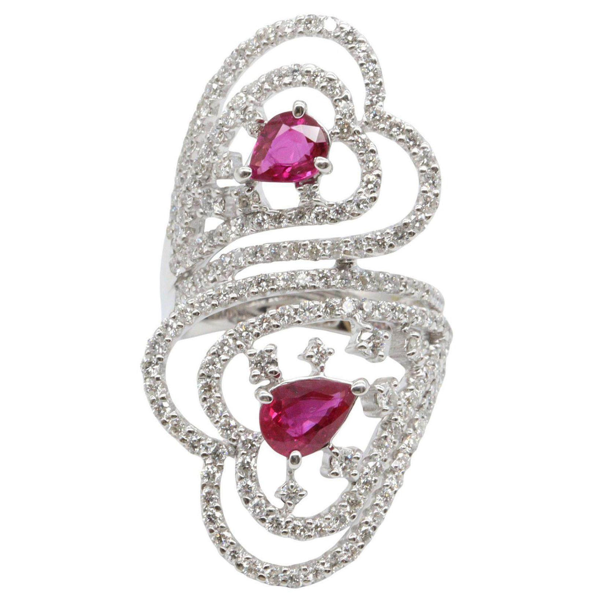 18K White Gold Diamond Ruby Ring – side view