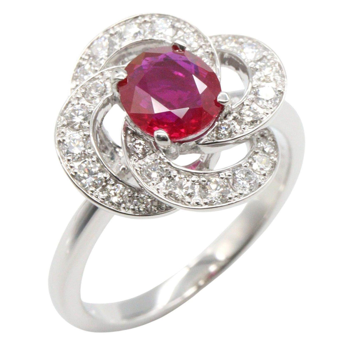 Platinum Diamond Ruby Ring – front view