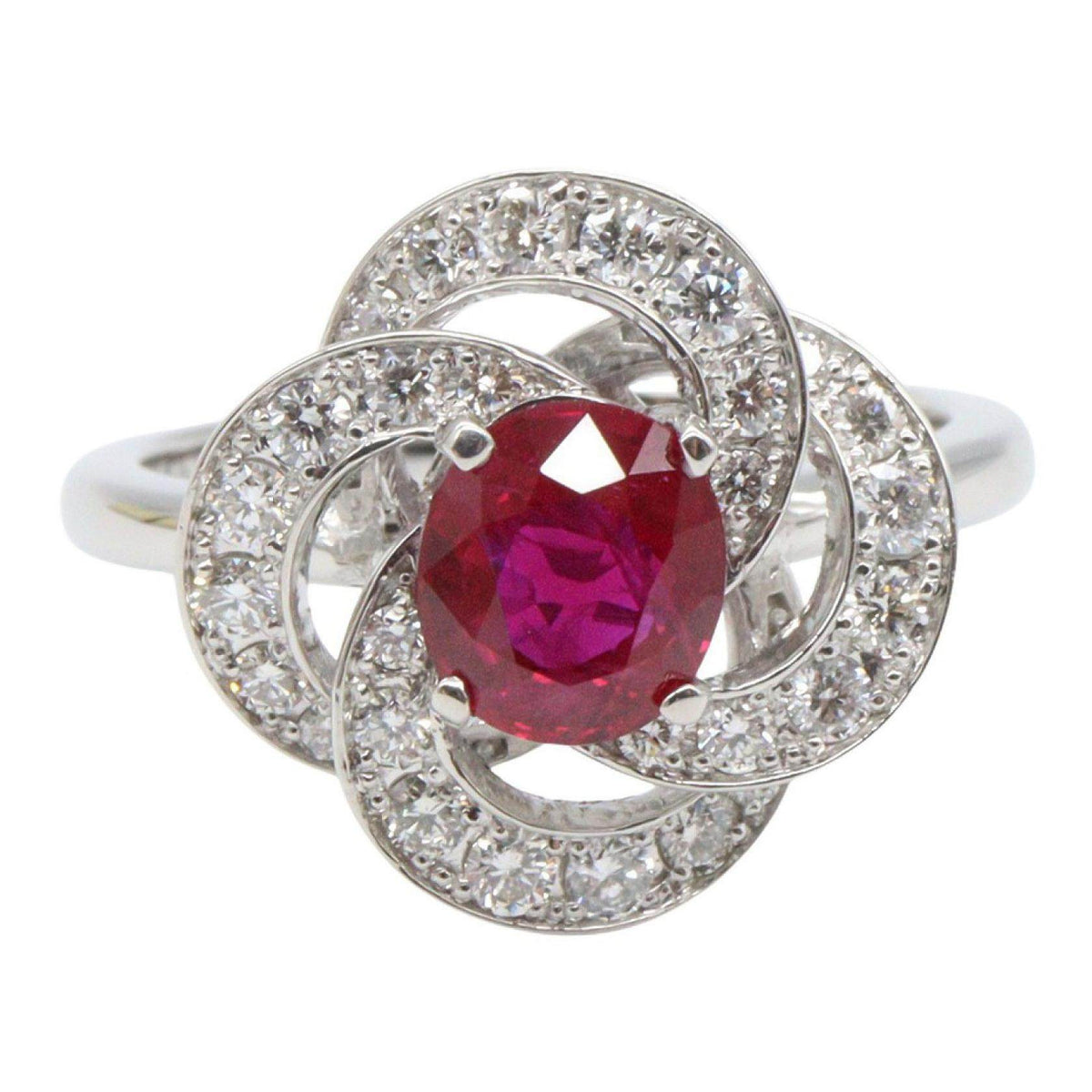 Platinum Diamond Ruby Ring – side view