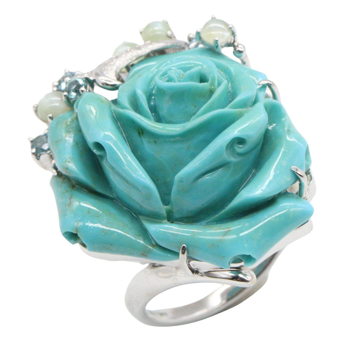 Platinum Color Stone Topaz Ring – front view