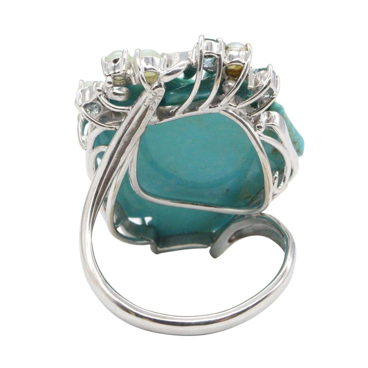 Platinum Color Stone Topaz Ring – top view
