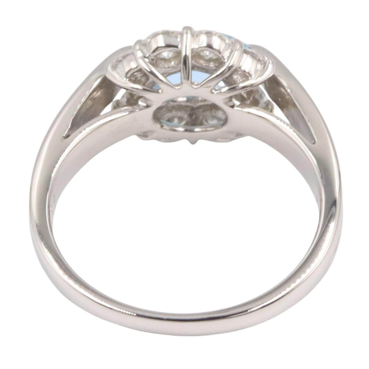Platinum Diamond Aquamarine Ring – top view
