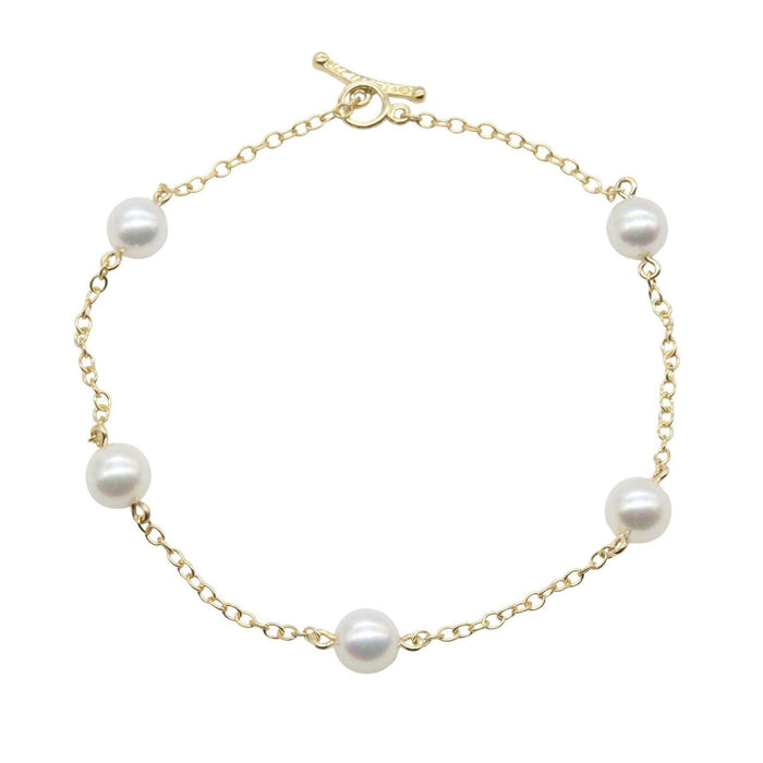 Tiffany & Co. By the Yard Station 18K Yellow Gold Pearl Bracelet – front view