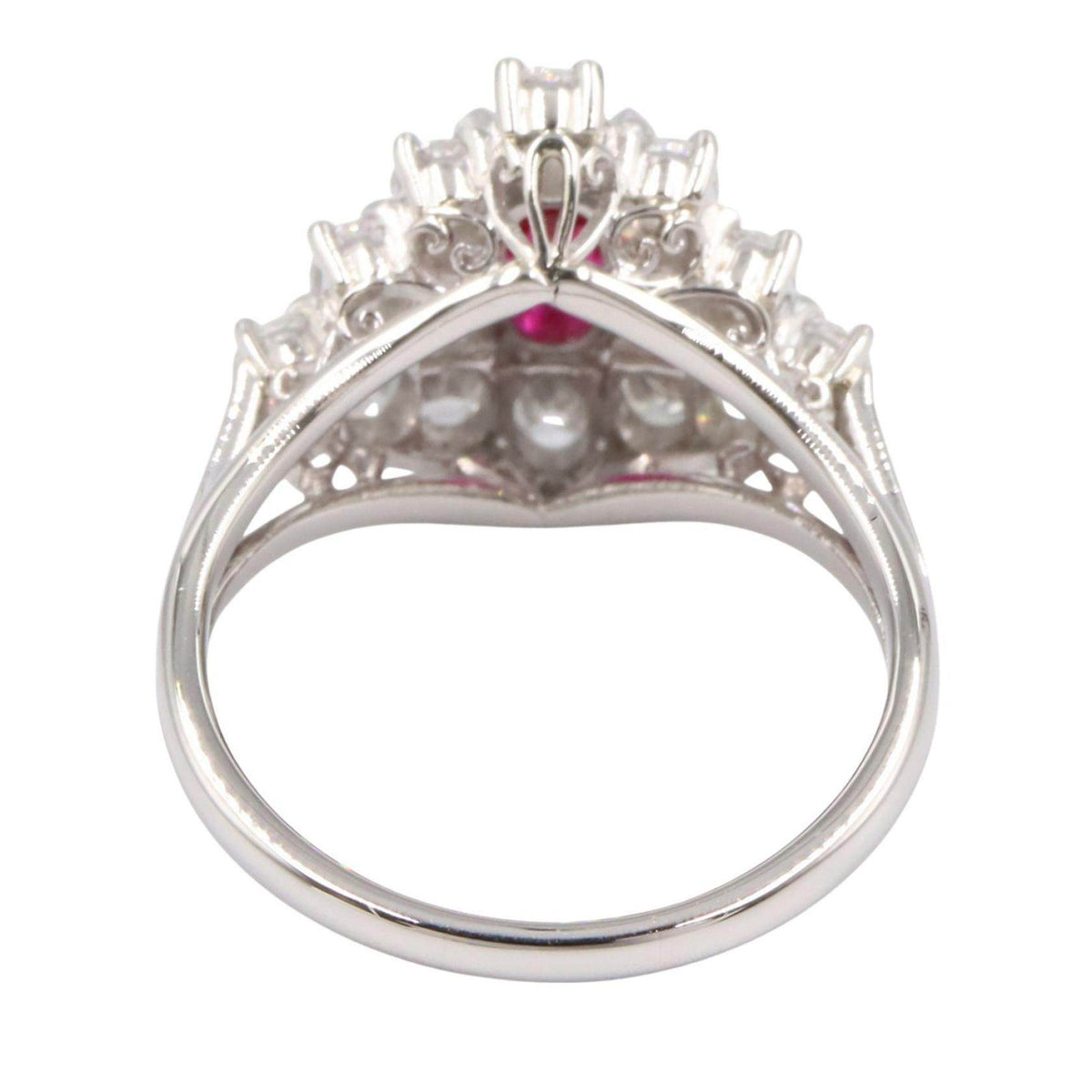 Platinum Diamond Sapphire Ring – top view