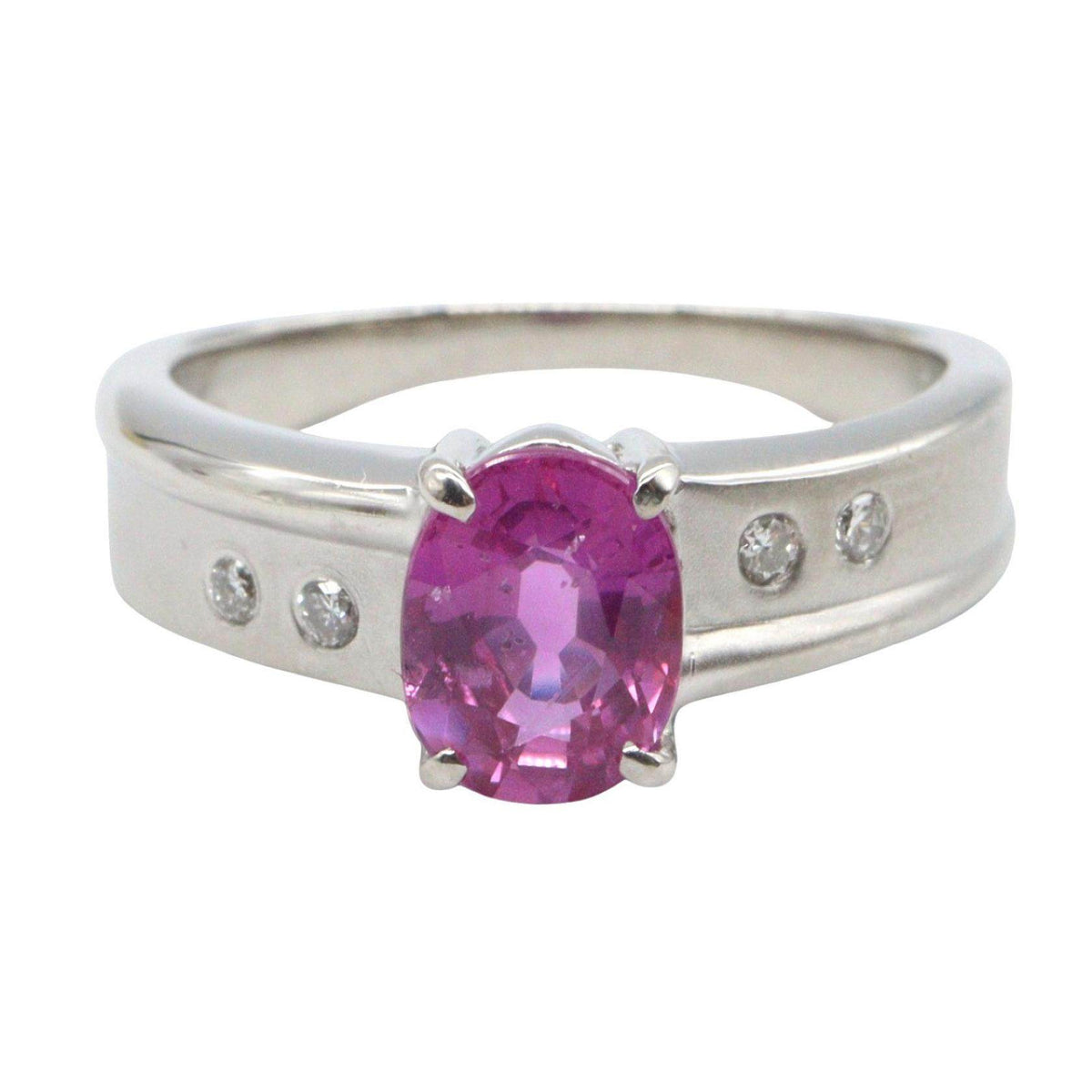Platinum Diamond Sapphire Ring – side view