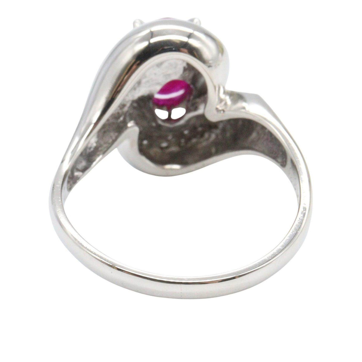Platinum Cut Diamond Ruby Emerald Ring – top view