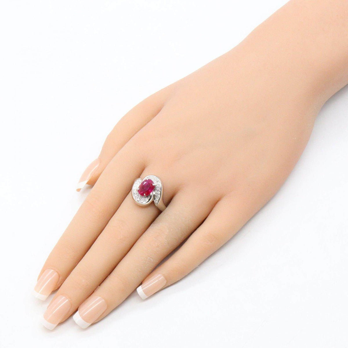 Platinum Cut Diamond Ruby Emerald Ring – image 9