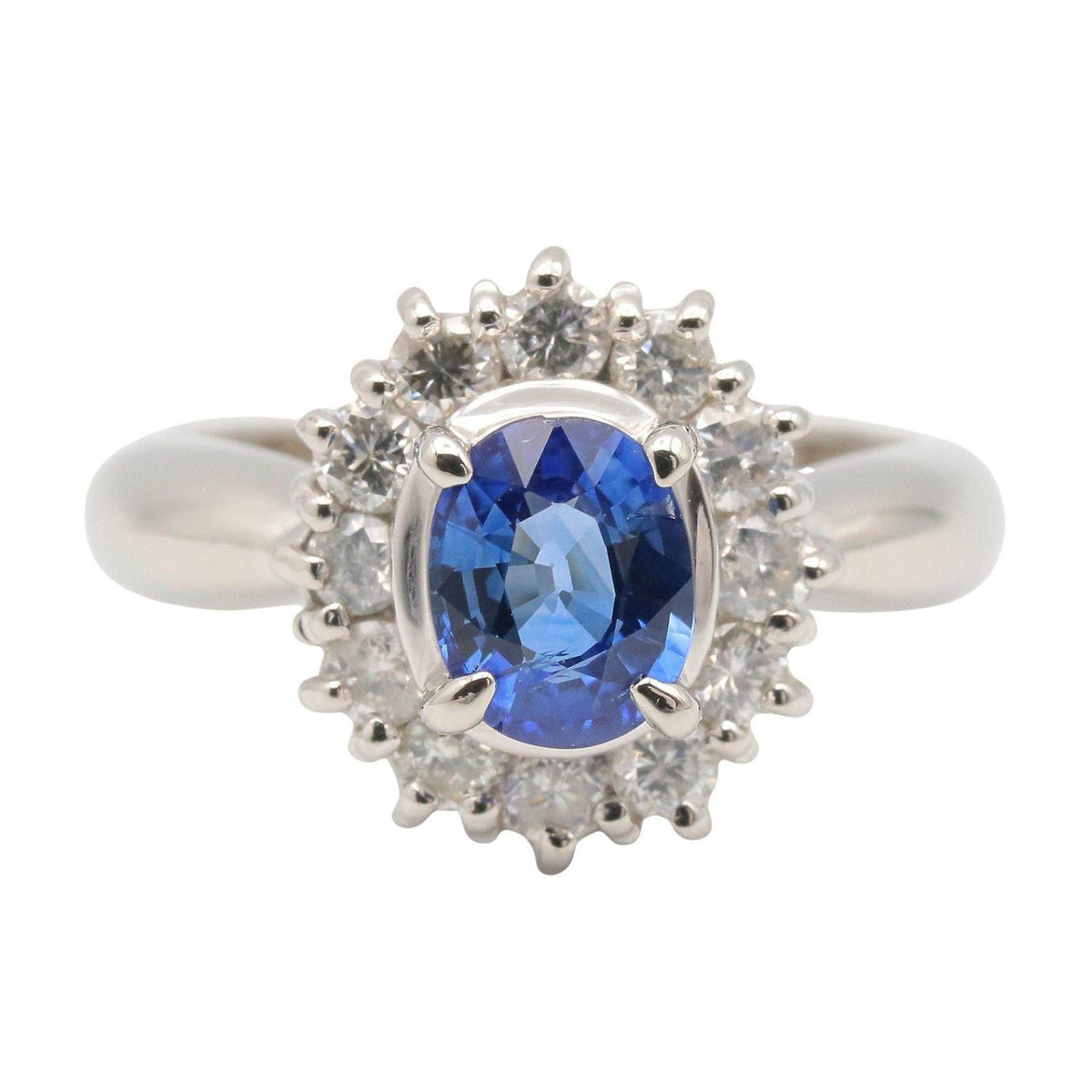 Platinum Diamond Sapphire Ring – side view