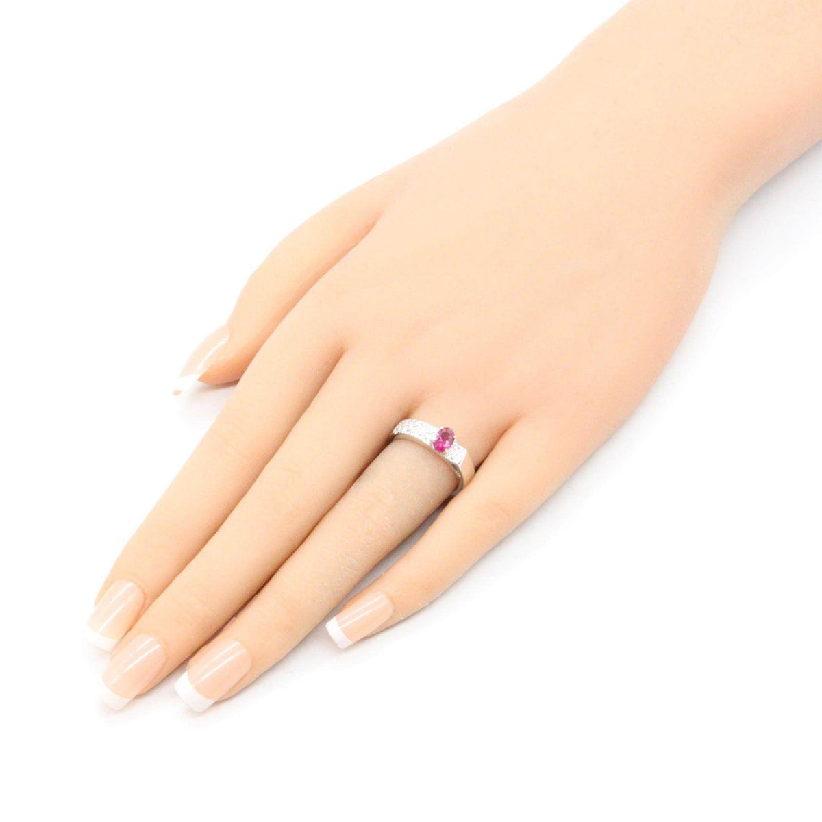 18K White Gold Diamond Ruby Ring – image 9