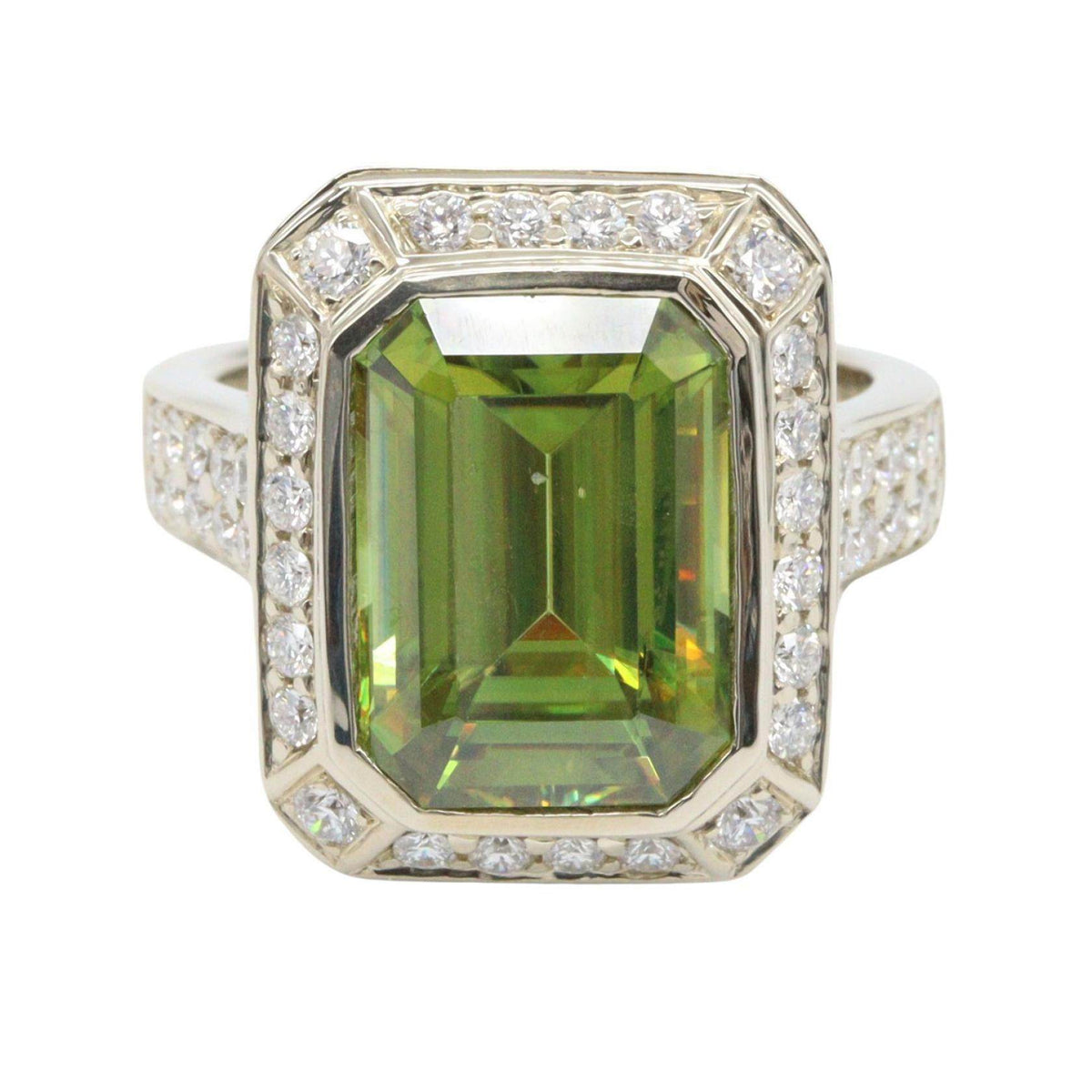 18K White Gold Sphene Diamond Ring – side view