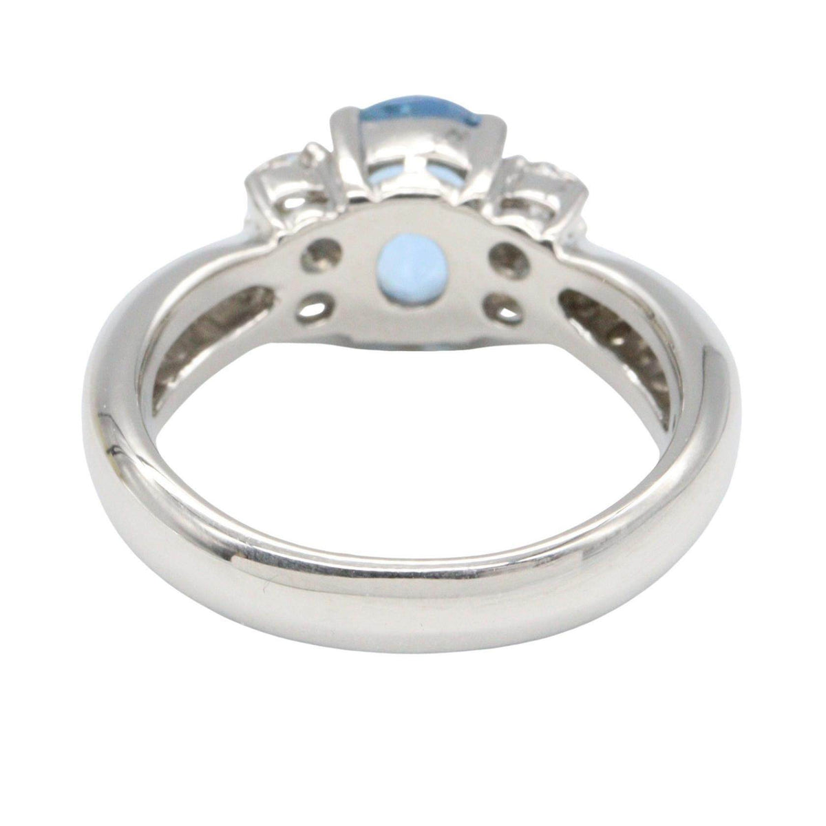 Platinum Diamond Aquamarine Ring – top view