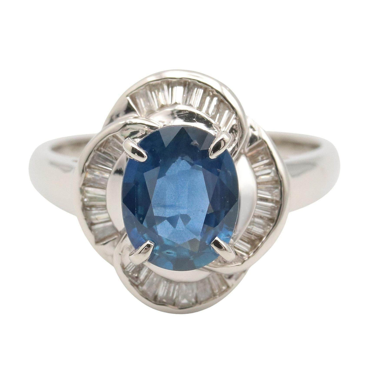 Platinum Diamond Sapphire Ring – side view