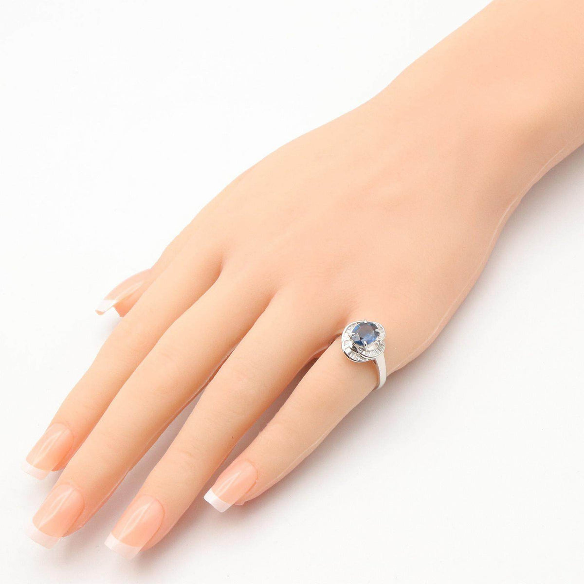Platinum Diamond Sapphire Ring – image 8
