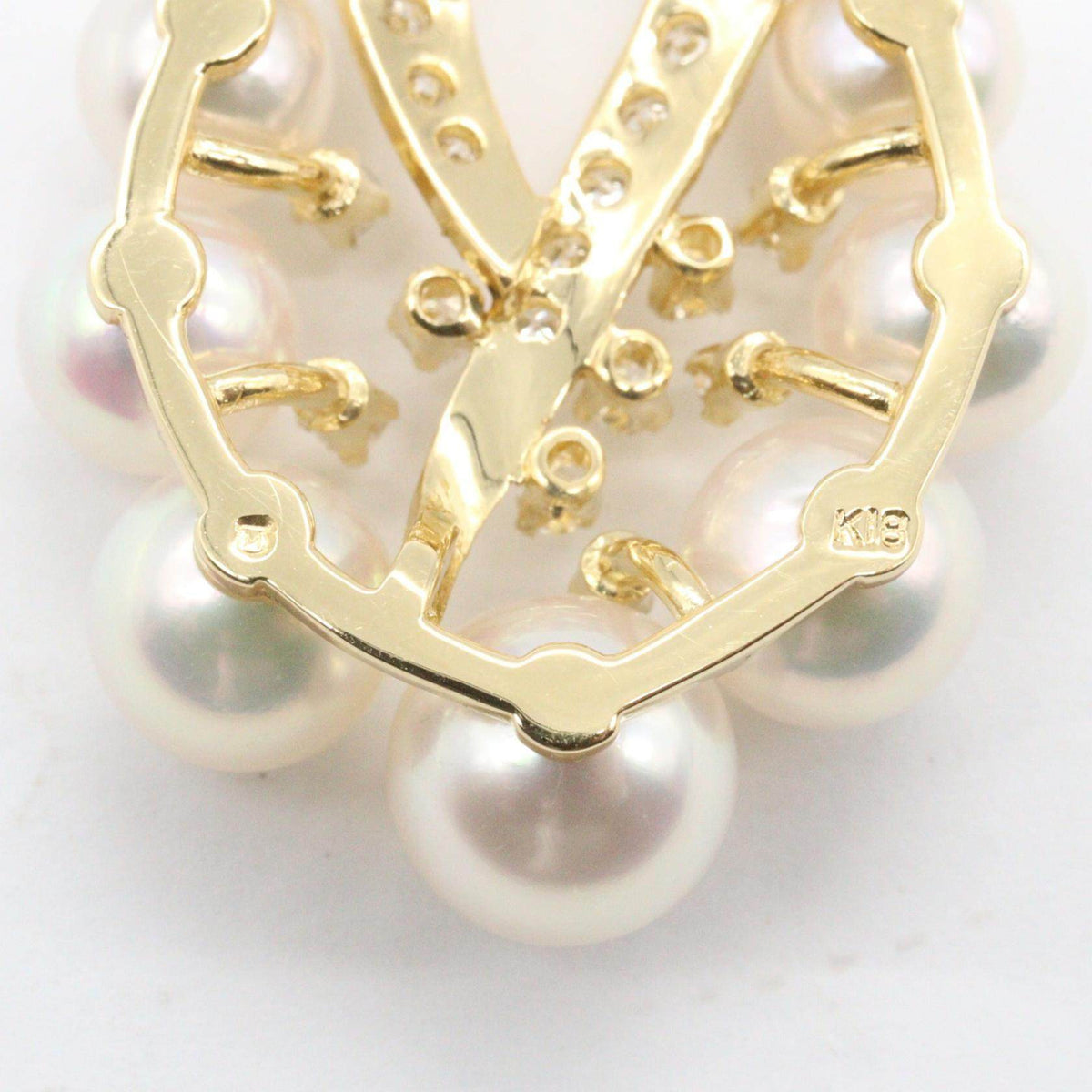 Mikimoto 18K Yellow Gold Akoya Pearl Diamond Pendant – full length