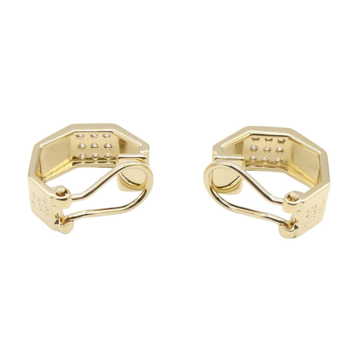 Tasaki 18K Yellow Gold Diamond Earrings – side view