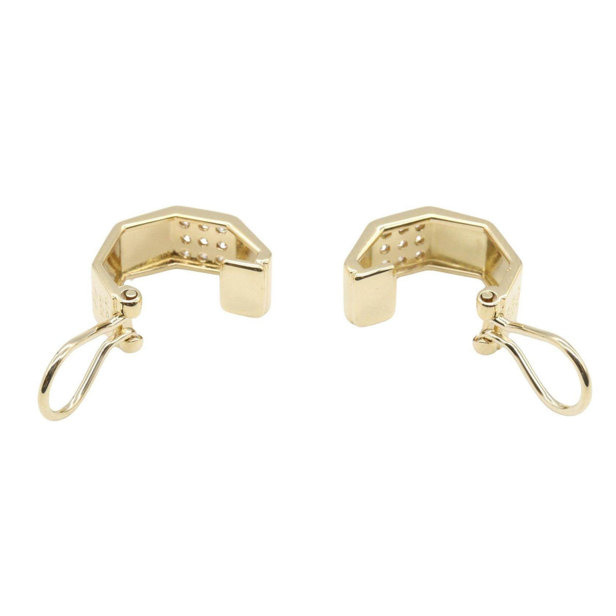 Tasaki 18K Yellow Gold Diamond Earrings – back and fastening
