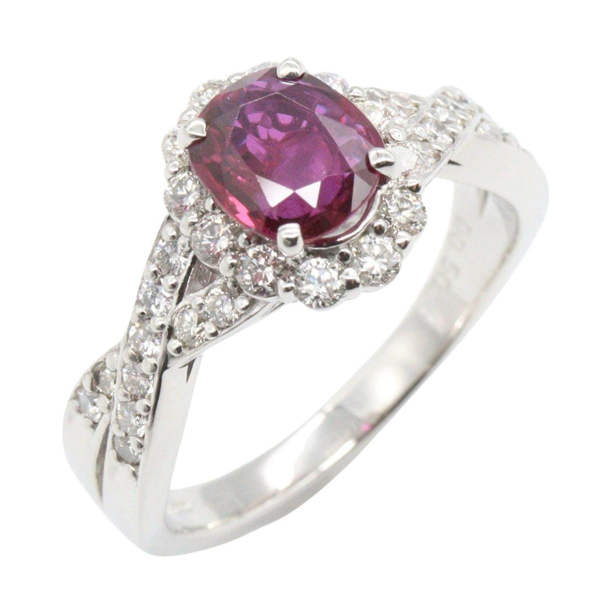 Platinum Diamond Ruby Ring – front view