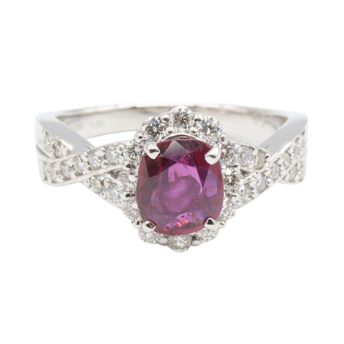 Platinum Diamond Ruby Ring – side view