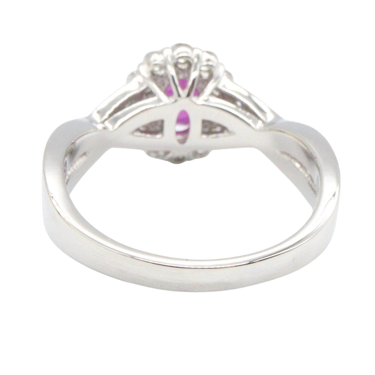Platinum Diamond Ruby Ring – top view
