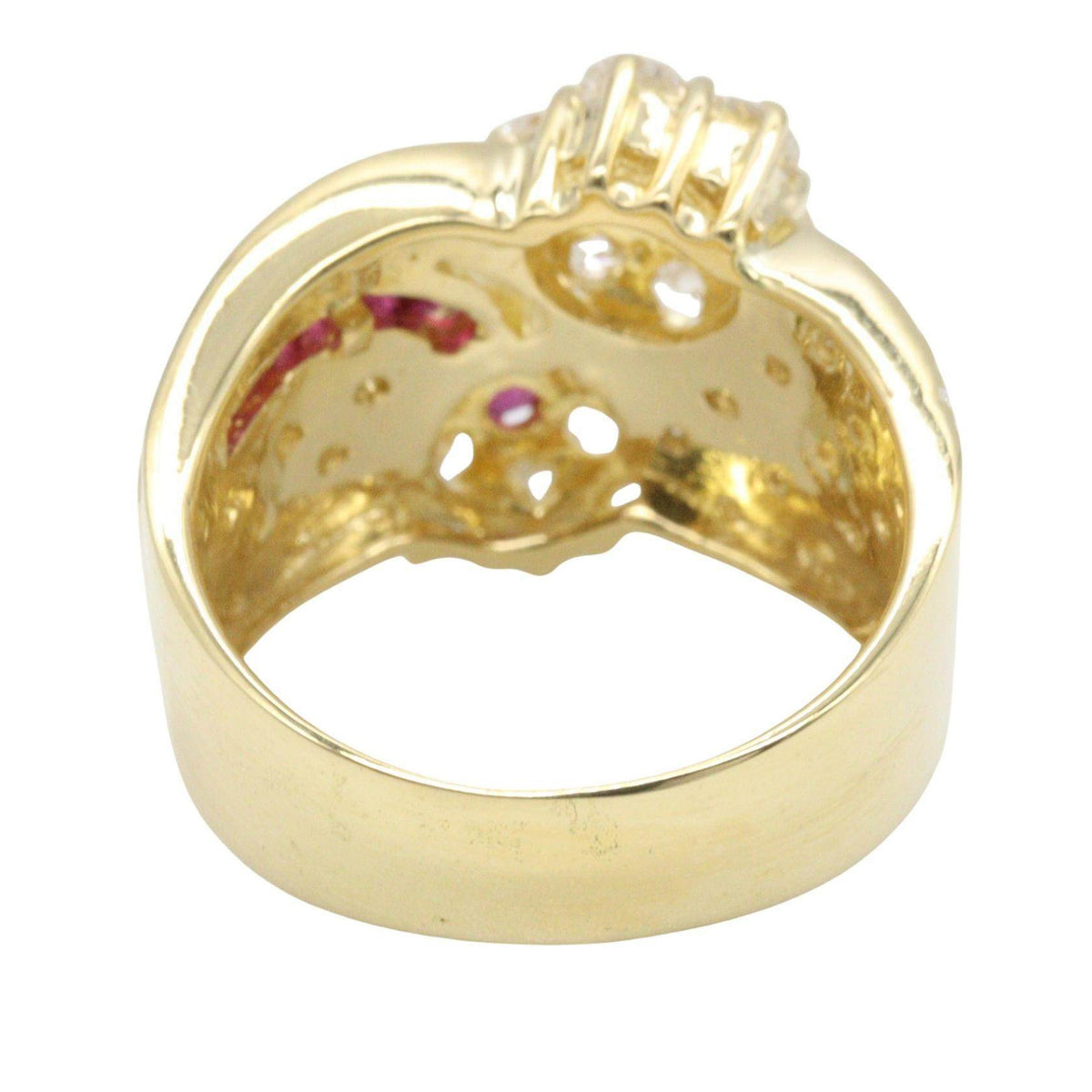 18K Yellow Gold Diamond Ruby Ring – top view