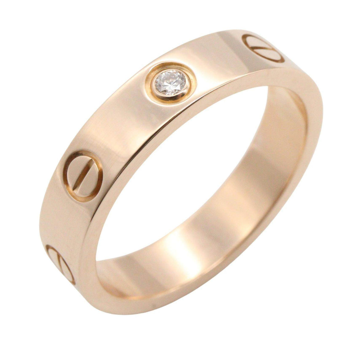 Cartier Mini Love 18K Rose Gold Diamond Ring – front view