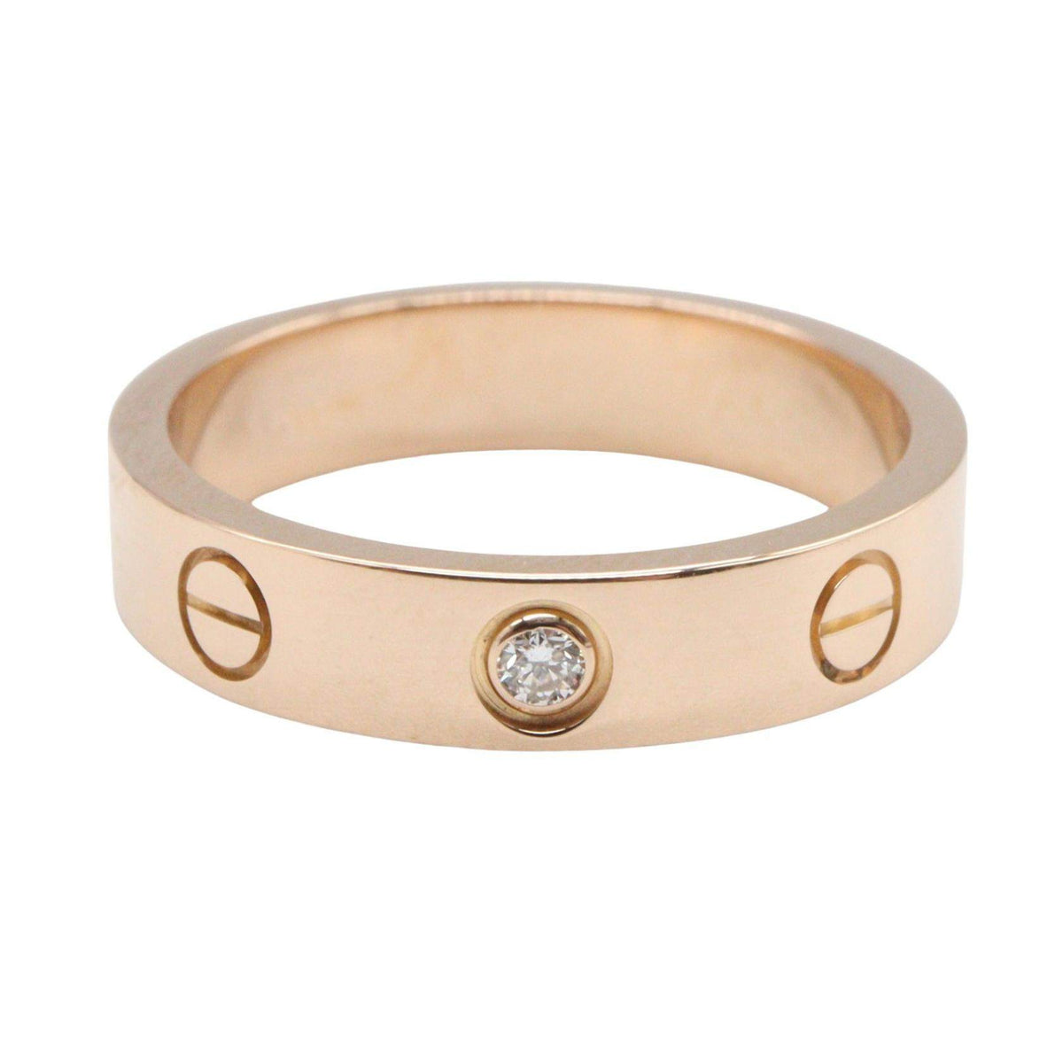 Cartier Mini Love 18K Rose Gold Diamond Ring – side view