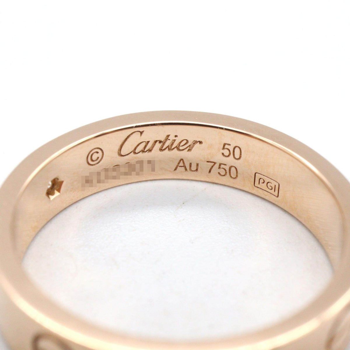 Cartier Mini Love 18K Rose Gold Diamond Ring – inside band