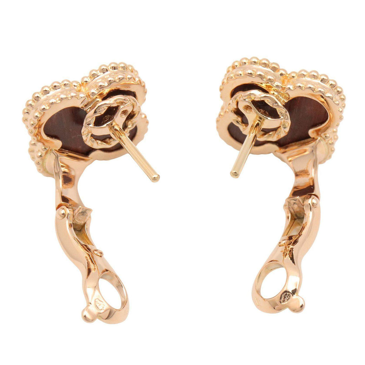 Van Cleef & Arpels Vintage Alhambra Letterwood 18K Rose Gold Earrings – side view