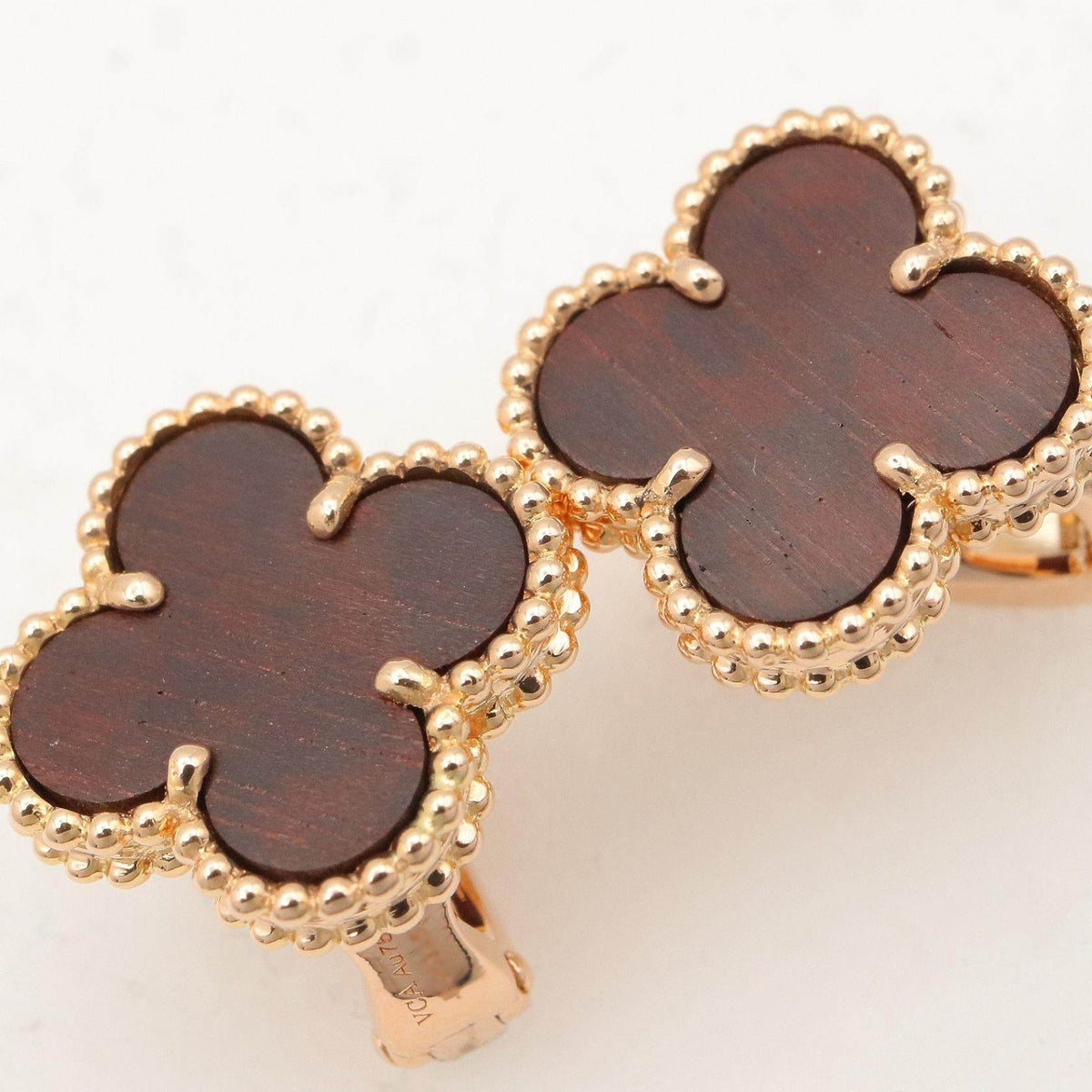 Van Cleef & Arpels Vintage Alhambra Letterwood 18K Rose Gold Earrings – packaging