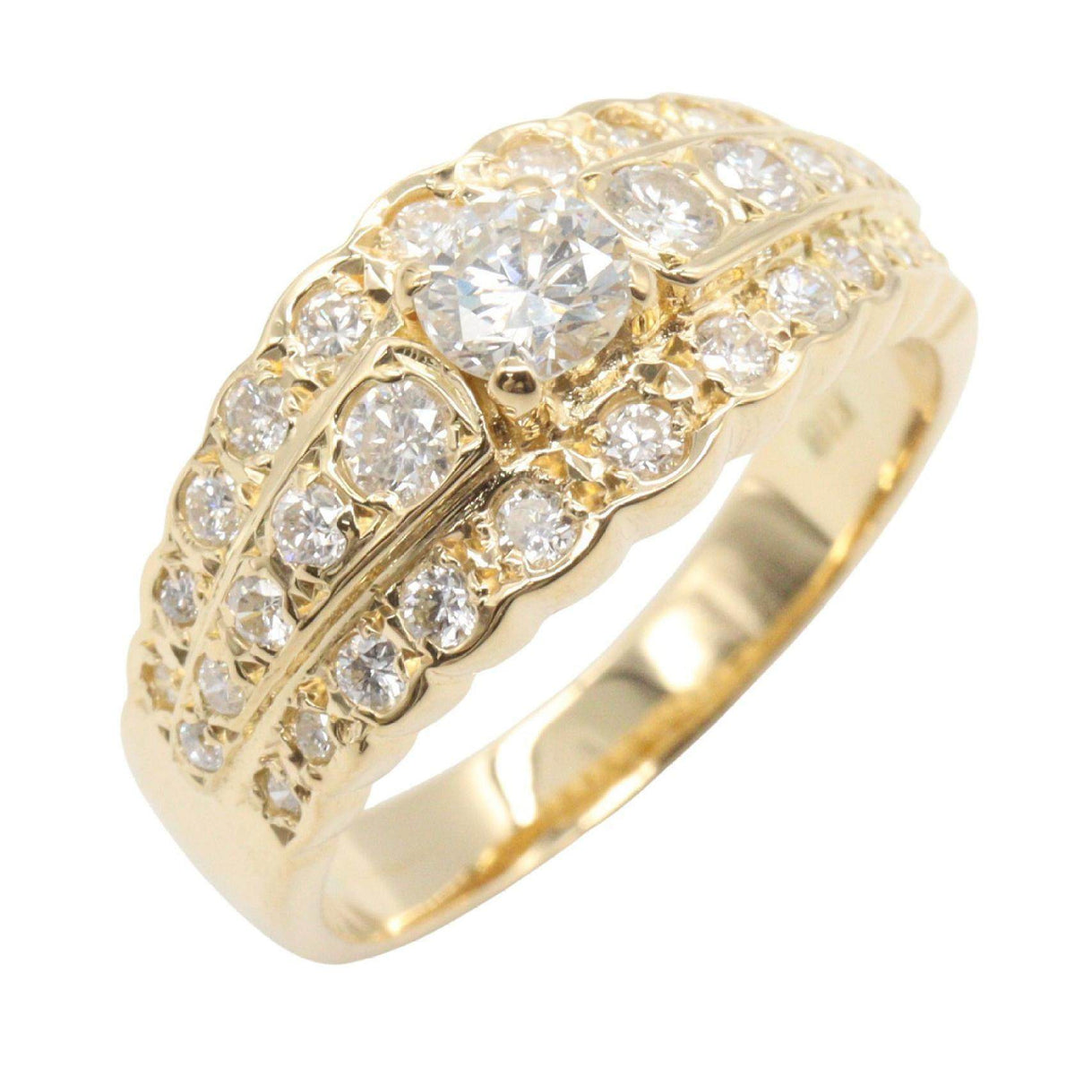 18K Yellow Gold Diamond Ring – front view