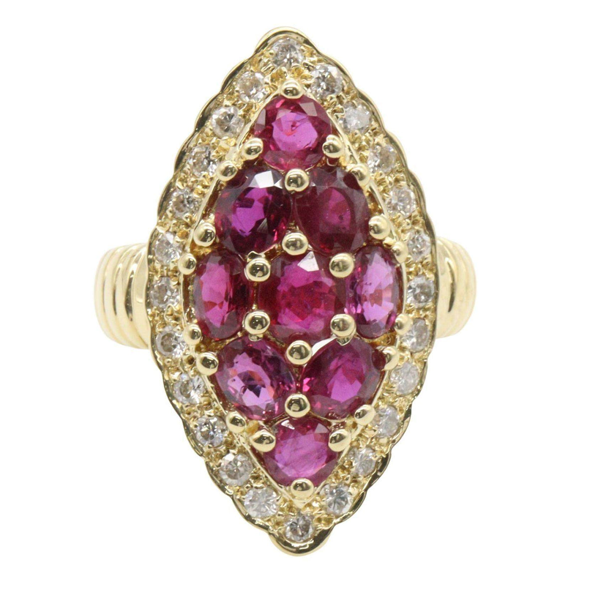 18K Yellow Gold Diamond Ruby Ring – side view