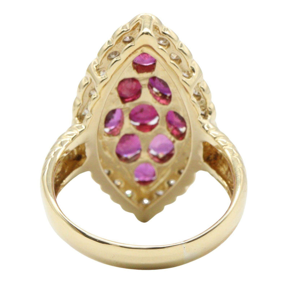 18K Yellow Gold Diamond Ruby Ring – top view