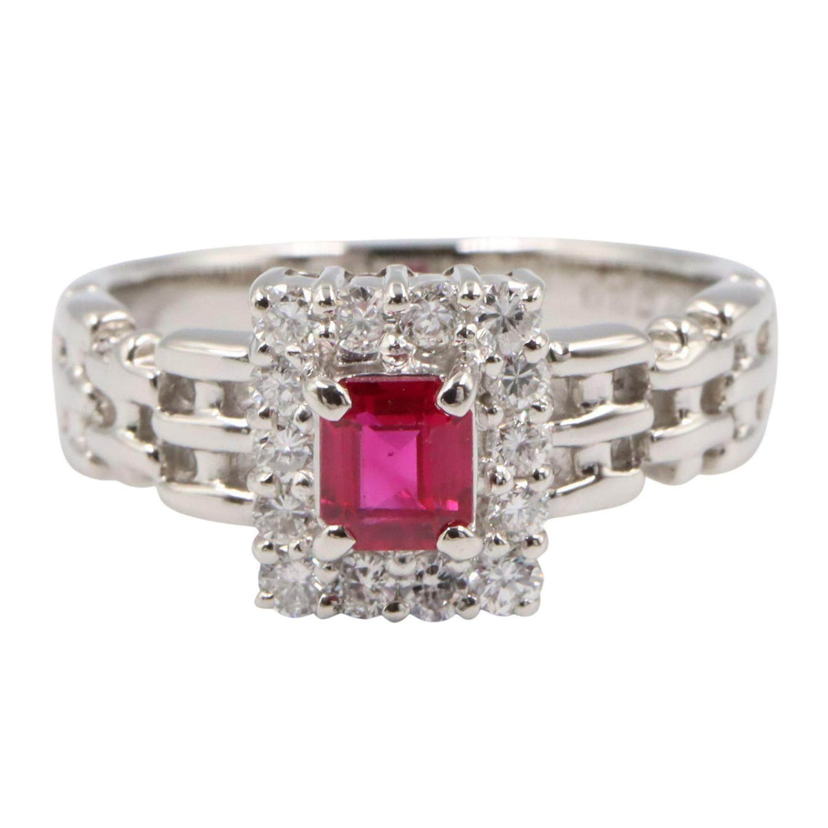 Platinum Diamond Ruby Ring – side view