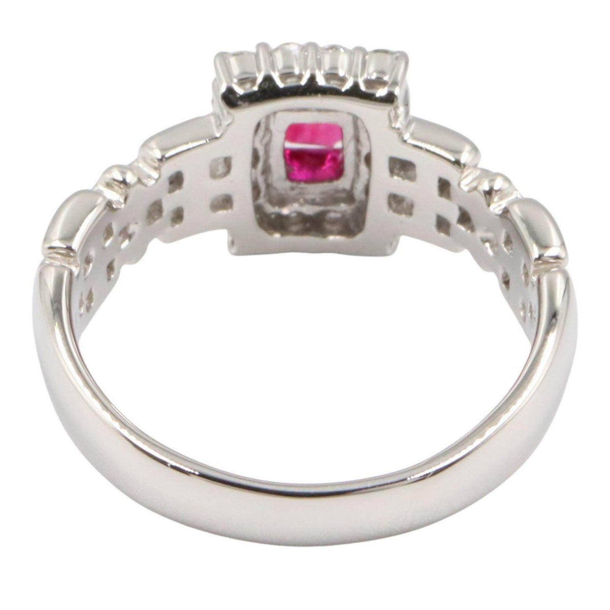 Platinum Diamond Ruby Ring – top view
