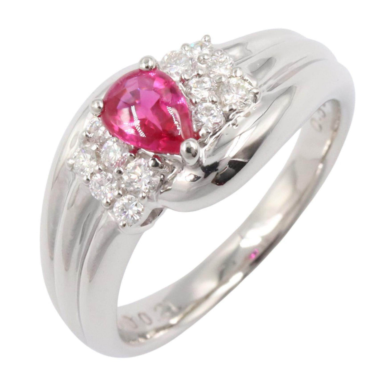 Platinum Diamond Ruby Ring – front view