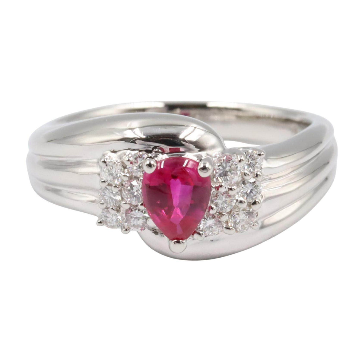 Platinum Diamond Ruby Ring – side view