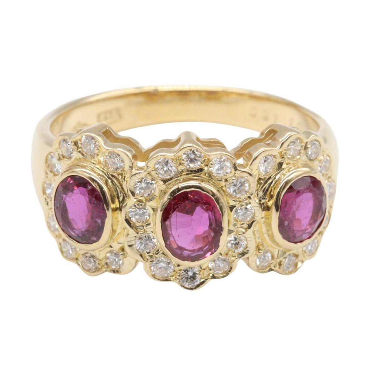 18K Yellow Gold Diamond Ruby Ring – side view