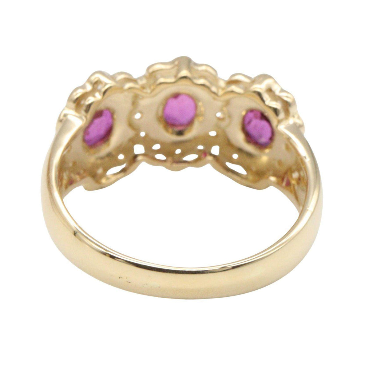 18K Yellow Gold Diamond Ruby Ring – top view