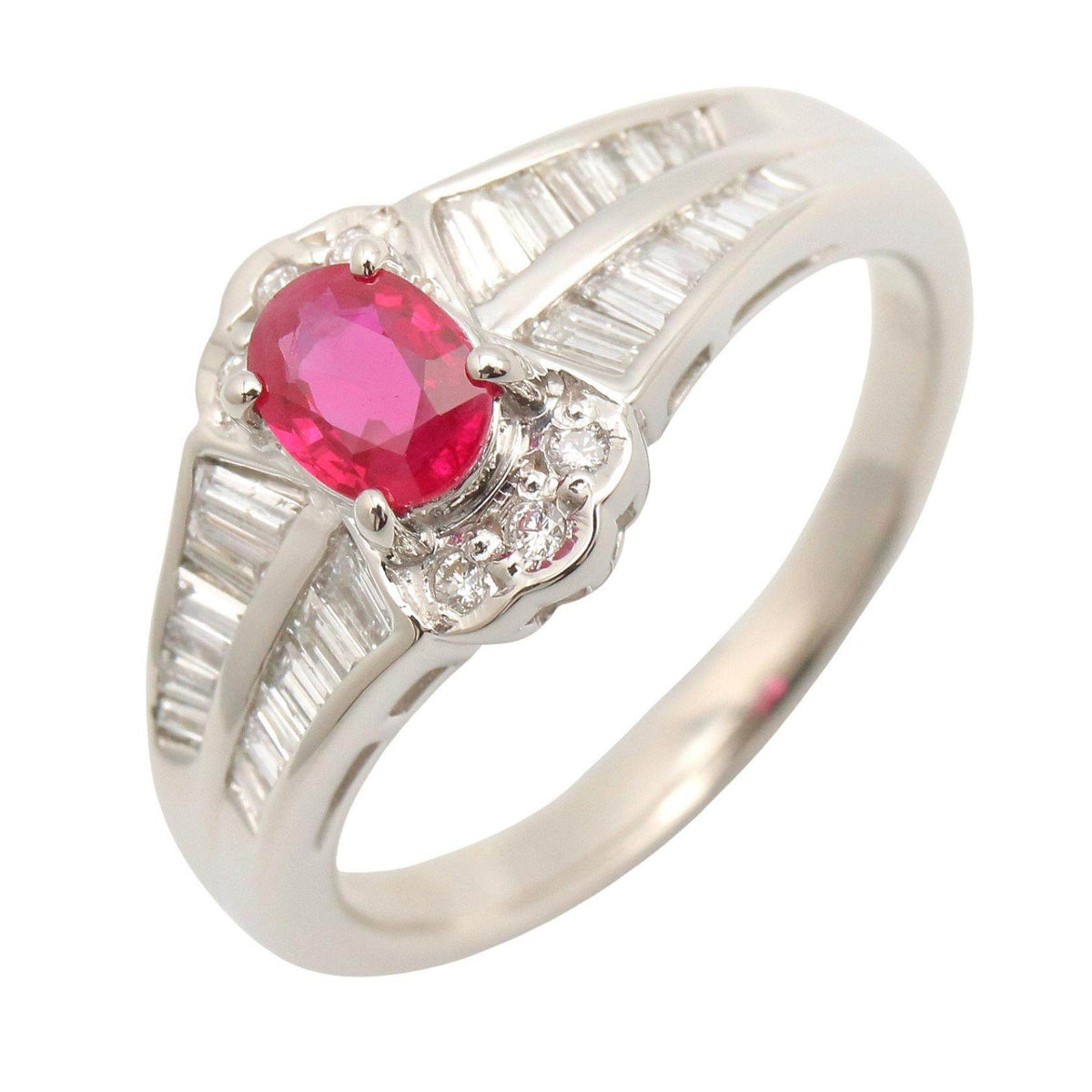 Platinum Diamond Ruby Ring – front view